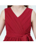 V Neck Burgundy Pleated Chiffon Junior Bridesmaid Dress